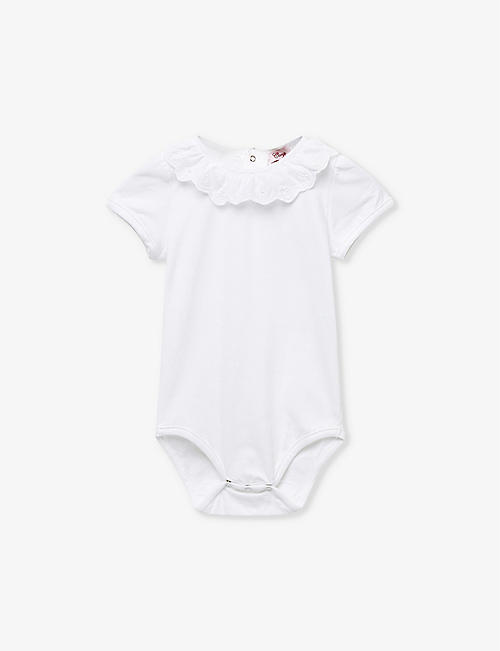 TROTTERS: Katie broderie-anglaise stretch-cotton body 3-24 months