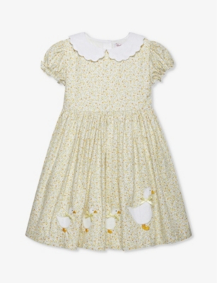 TROTTERS: Floral-print scalloped-collar cotton dress 2-11 years