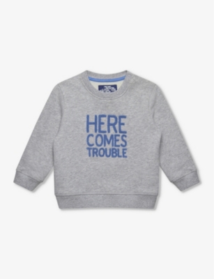 TROTTERS: Slogan-print cotton sweatshirt 3-24 months
