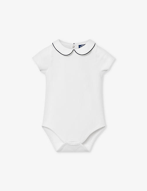 TROTTERS: Milo contrast-piping stretch-cotton bodysuit 3-24 months