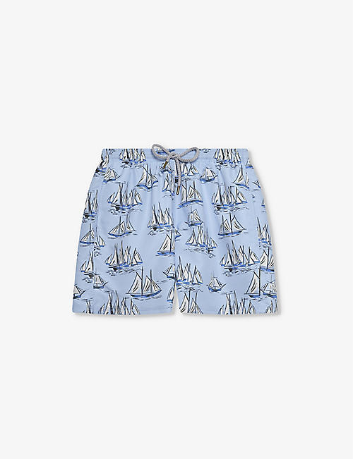 TROTTERS: Men's Daddy & Me sailboat-print drawstring-waist swim shorts