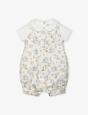 TROTTERS: Augustus and Friends patterned cotton romper 0-9 months