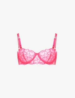 BLUEBELLA: Valentina heart-embroidered recycled-polyester mesh bra