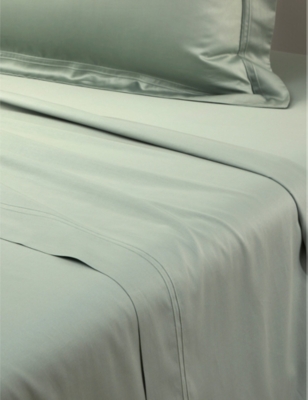 YVES DELORME: Triomphe Veronese bordered-design organic-cotton double flat sheet