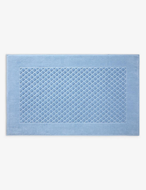 YVES DELORME: Etoile Azur textured-design organic-cotton bath mat 55cm x 90cm