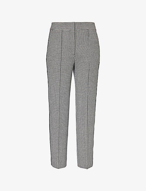 ME AND EM: Houndstooth-check straight-leg mid-rise stretch-woven trousers
