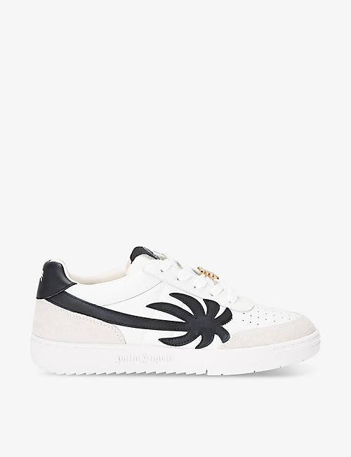 PALM ANGELS: Palm beach brand-motif leather low-top trainers