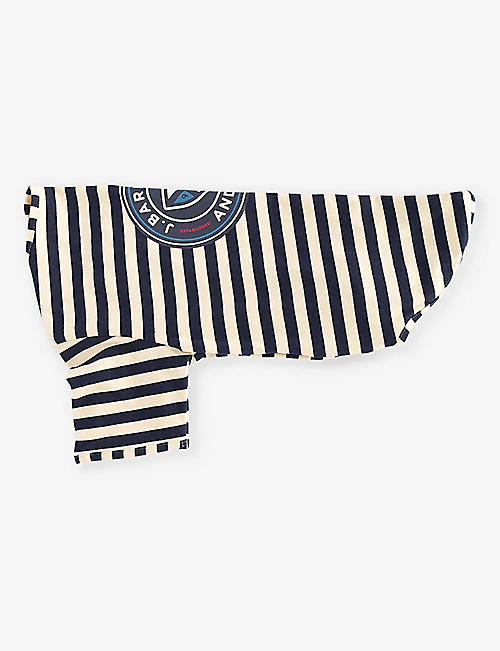 BARBOUR: Logo-badge stripe-pattern stretch-cotton dog T-shirt