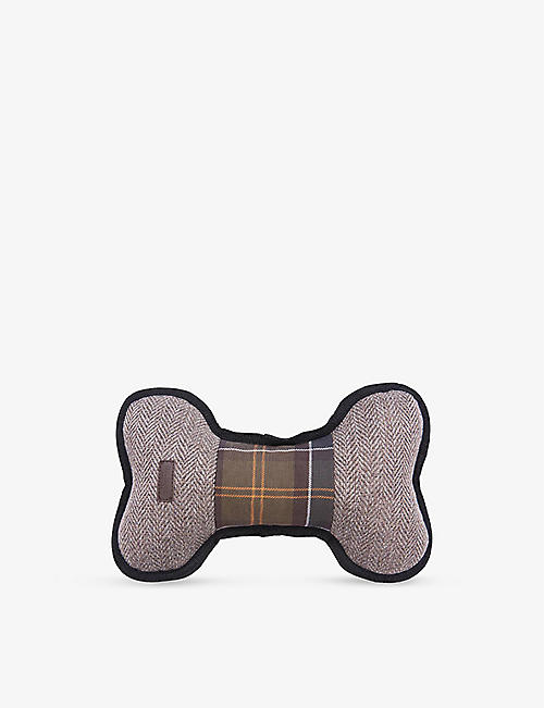 BARBOUR: Hedgehog logo-patch checked woven dog toy