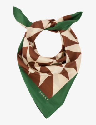SOEUR: Carre graphic-print silk scarf