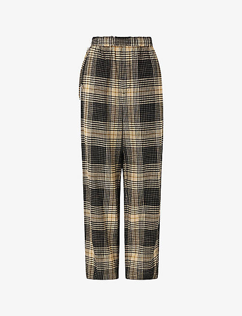 SOEUR: Andreas high-rise checked cotton trousers