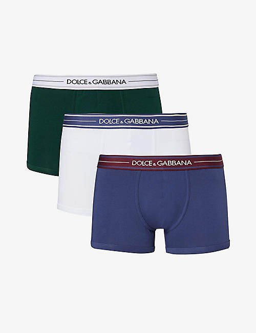 DOLCE & GABBANA: Branded-waistband pack of three stretch-cotton boxers
