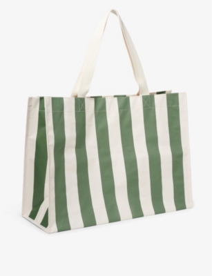 SUNNYLIFE: The Vacay Carryall stripe-print woven beach bag