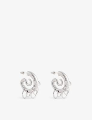 PANCONESI: Spiral rhodium-plated copper hoop earrings