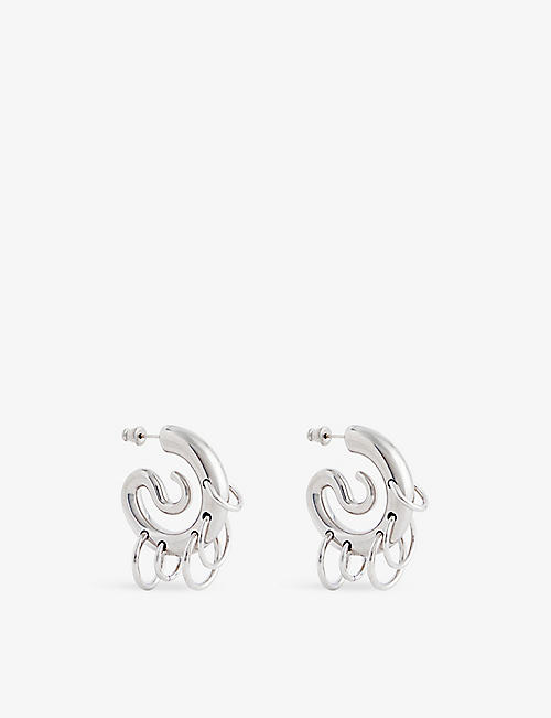 PANCONESI: Spiral rhodium-plated copper hoop earrings