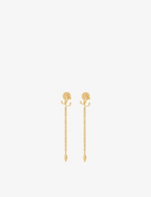 JIMMY CHOO: Diamond JC logo-embellished gold-tone brass drop earrings