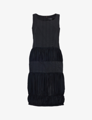 COMME COMME DES GARCONS: Gathered tiered-hem woven midi dress