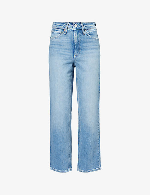 PAIGE: Sarah straight-leg mid-rise stretch-organic denim jeans