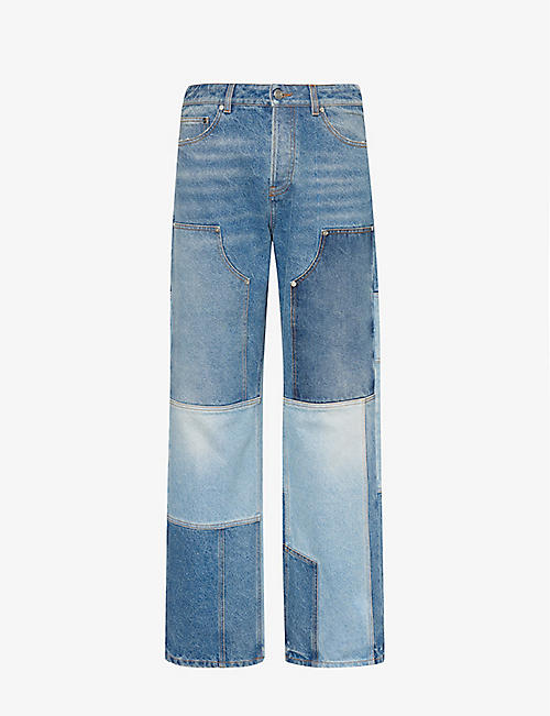 DUE DILIGENCE: Genus patchwork-panel relaxed-fit wide-leg jeans