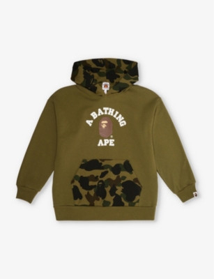 A BATHING APE: Camo College graphic-print cotton-jersey hoody 10-13 years
