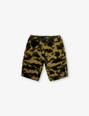A BATHING APE: Camo brand-patch cotton-canvas shorts 10-13 years