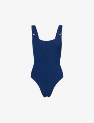 HUNZA G: Domino scooped-back swimsuit