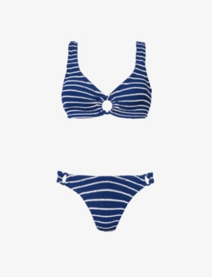 HUNZA G Hallie Striped Recycled Polyester Blend Bikini Selfridges