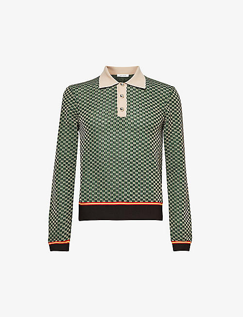 WALES BONNER: Valley patterned knitted polo shirt