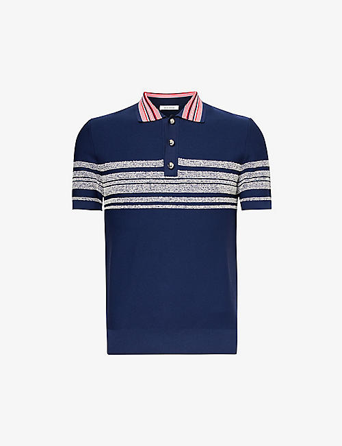 WALES BONNER: Dawn striped knitted polo shirt