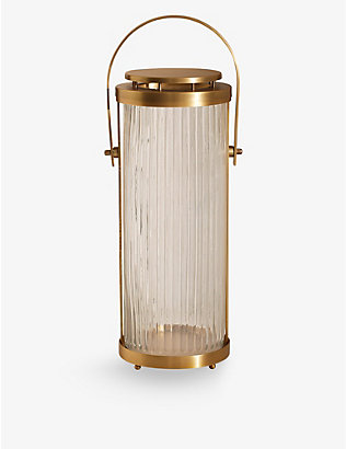 SOHO HOME: Dalmore textured-glass brass lantern