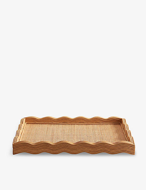 SOHO HOME: Pangbourne scalloped-edge rattan tray 59cm x 40cm