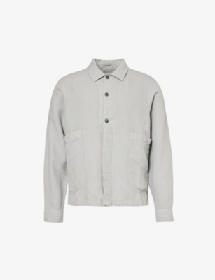 CP COMPANY: Logo-embroidered chest-pocket cotton and linen-blend shirt