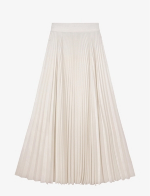 THE WHITE COMPANY: Pleated high-rise recycled-polyester midi skirt