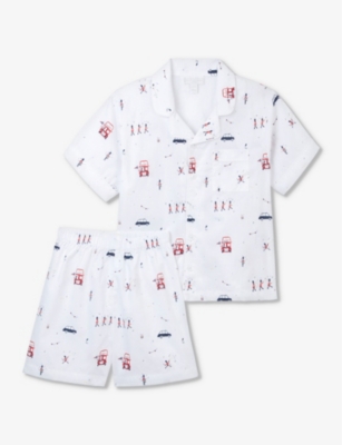 THE LITTLE WHITE COMPANY: London Parade-print organic-cotton pyjama set 1-6 years