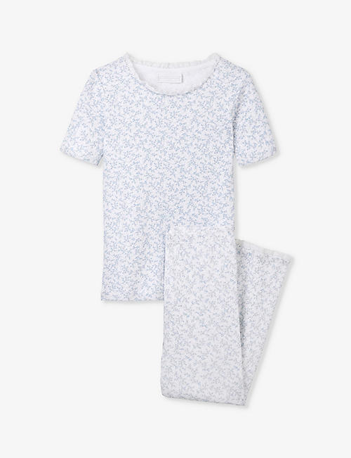 THE LITTLE WHITE COMPANY: Floral-print pointelle-trim organic-cotton pyjamas 1-6 years