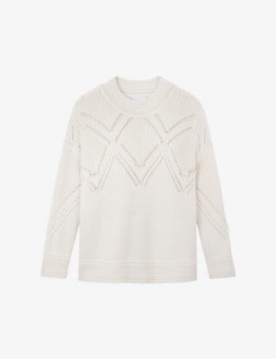 THE WHITE COMPANY: Pointelle-knit oversized certified wool-blend jumper