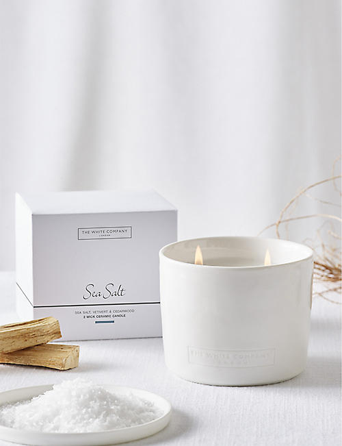 THE WHITE COMPANY: Sea Salt two-wick scented wax candle 300g