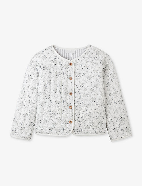THE LITTLE WHITE COMPANY: Camille floral-print quilted organic-cotton jacket 0-18 months