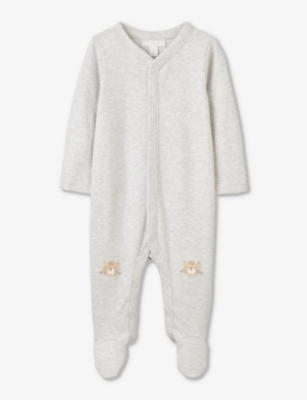 THE LITTLE WHITE COMPANY: Cheetah-embroidered organic-cotton babygrow newborn-24 months