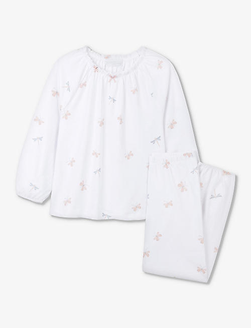 THE LITTLE WHITE COMPANY: Butterfly and dragonfly-print frill-trim organic-cotton pyjamas 1-6 years