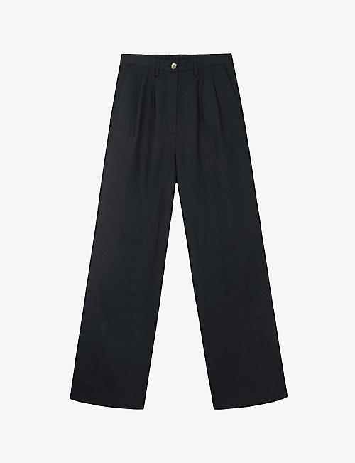 THE WHITE COMPANY: Two Pleat wide-leg linen trousers