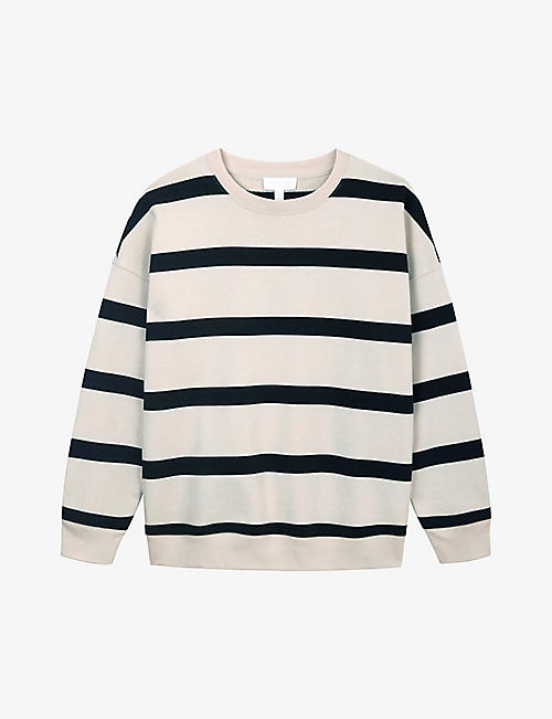 THE WHITE COMPANY: Striped oversized organic-cotton jumper