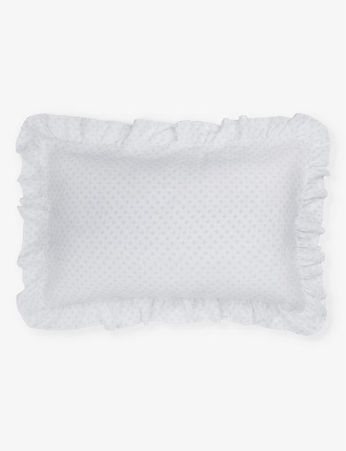 THE WHITE COMPANY: Dorit block-print ruffle-edge standard cotton pillowcase