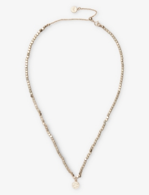 THE WHITE COMPANY: Matte Beaded gold-plated brass pendant necklace