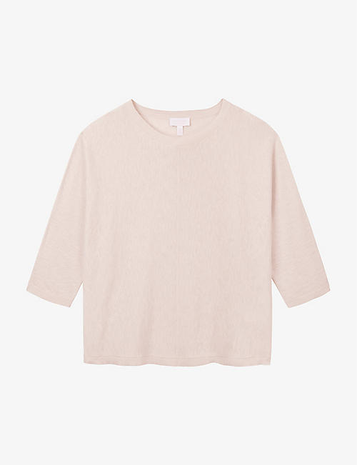 THE WHITE COMPANY: Tubular-trim relaxed-fit cotton and linen-blend jumper