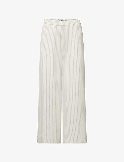 NUE NOTES: Jefferson striped elasticated-waist wide-leg stretch-woven trousers