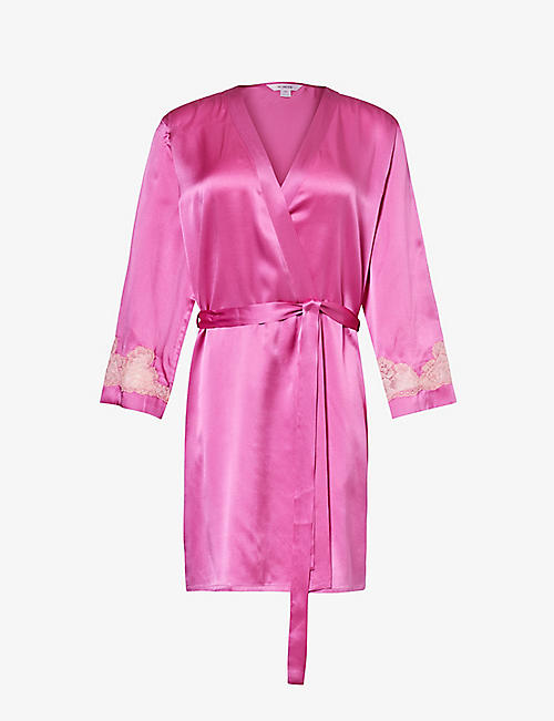 NK IMODE: Morgan lace-trim silk robe