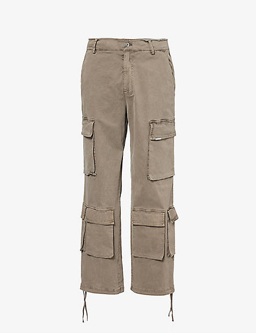REPRESENT: Baggy brand-plaque stretch-cotton cargo trousers