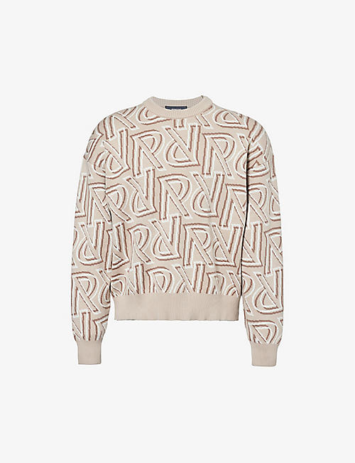 REPRESENT: Logo branded organic cotton and wool-blend knitted jumper