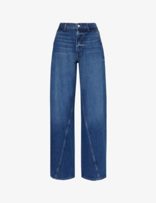 ANINE BING: Briley brand-patch wide-leg high-rise jeans
